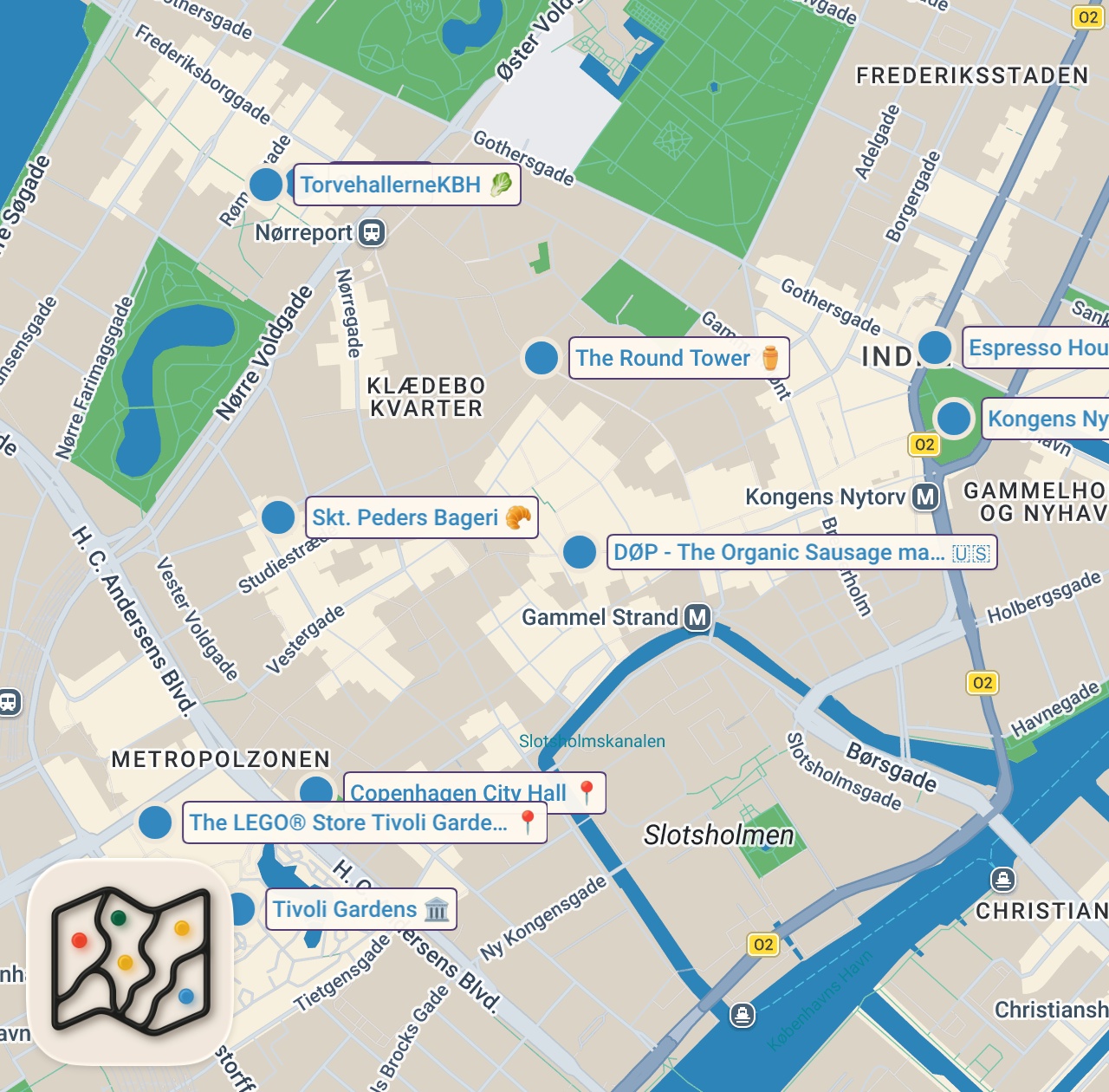 Map of 11 spots from Copenhagen Food Tour: Local Tastes of Denmark! It started snowing! #raw #copenhagen