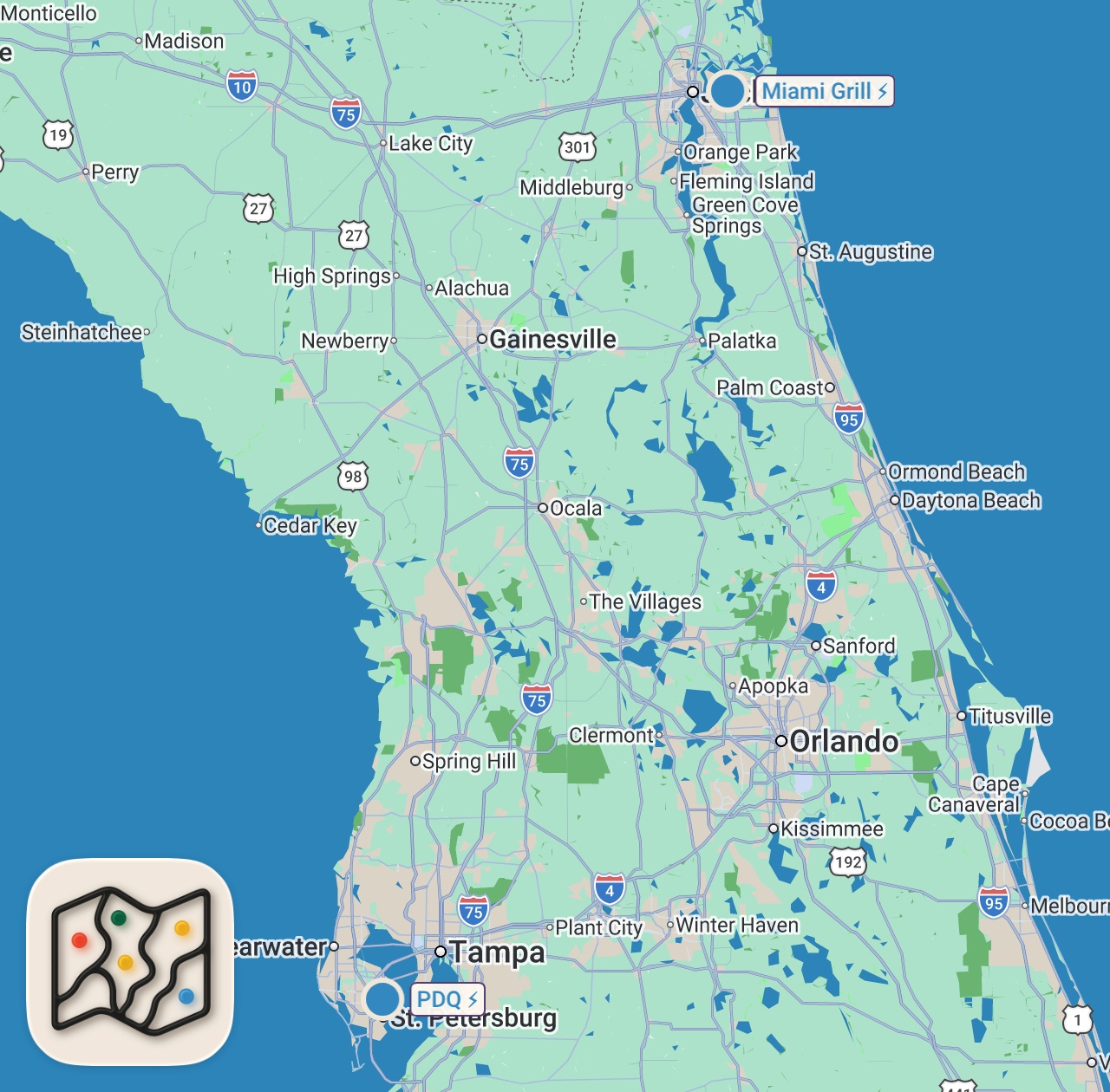 Map of 2 spots from Eating at Fast Food Restaurants I've Never Heard of... (South Florida)