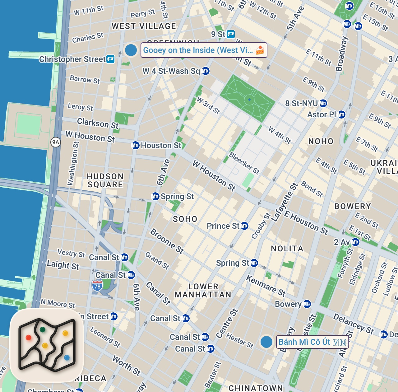 Map of 2 spots from Only eating at restaurants in NYC with NO lines for a day (part 2)