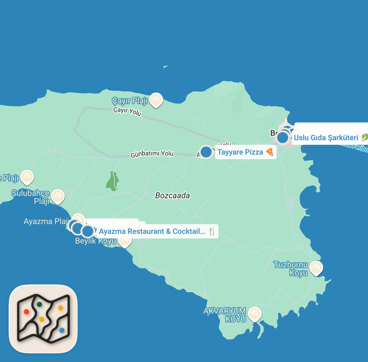 Map preview for BOZCAADA VLOG (3 günlük ada macerasının tüm detayları) VLOG #8 - Ayaküstü Lezzetler