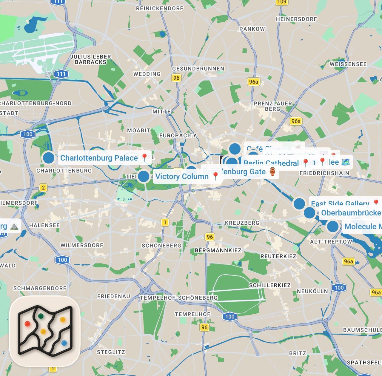 Map preview for 8 Best Photo Spots in Berlin