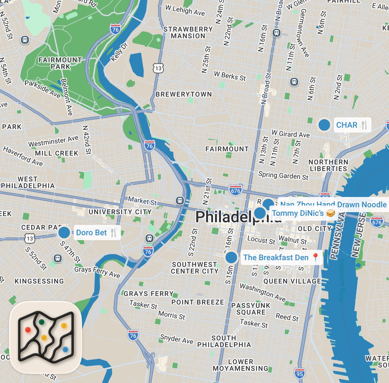 Map preview for We Compete to Find Philly's Best Food - Feasting on $50