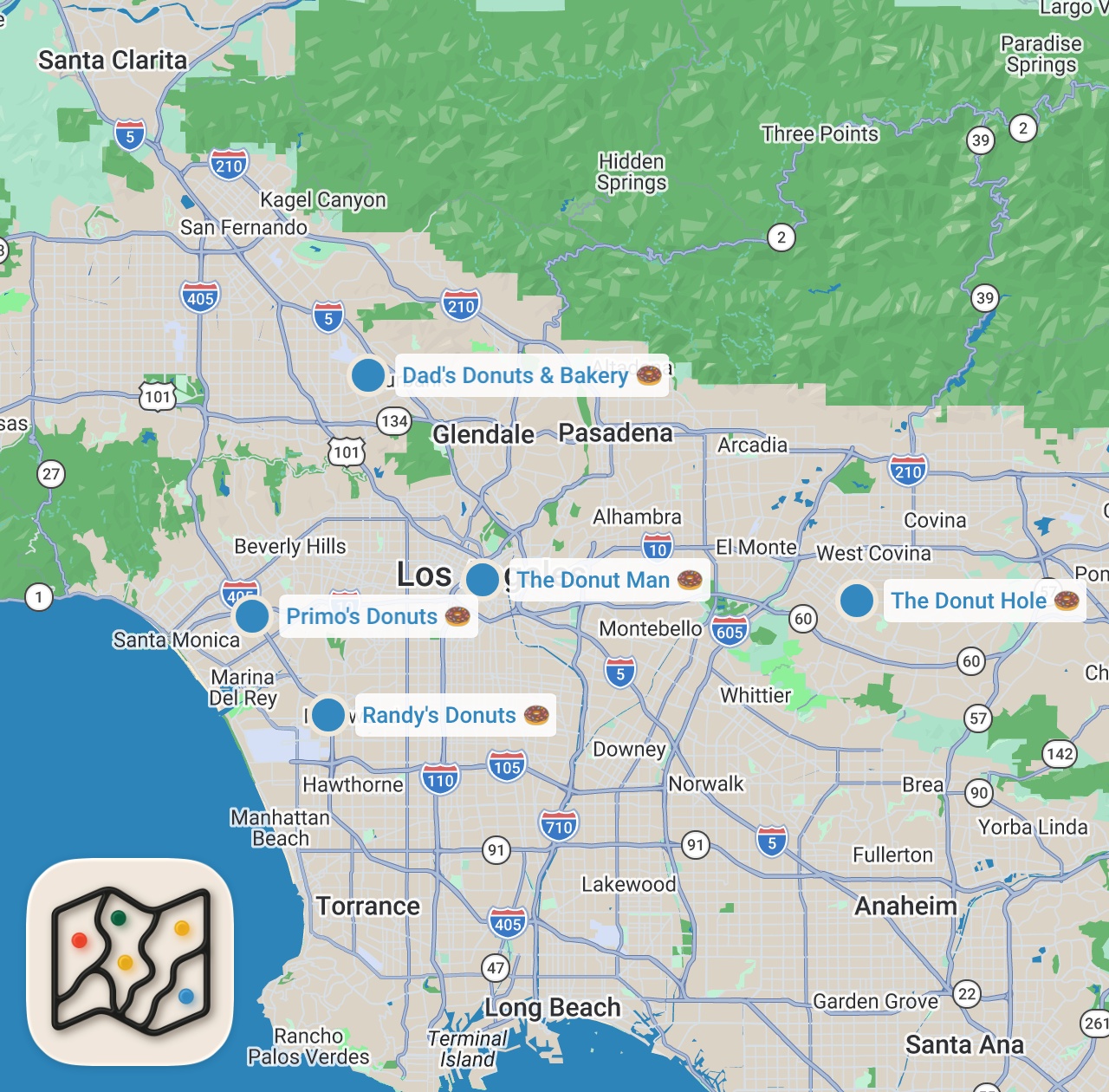 Map preview for Finding The Best Doughnuts In Los Angeles | Food Tours | Insider Food