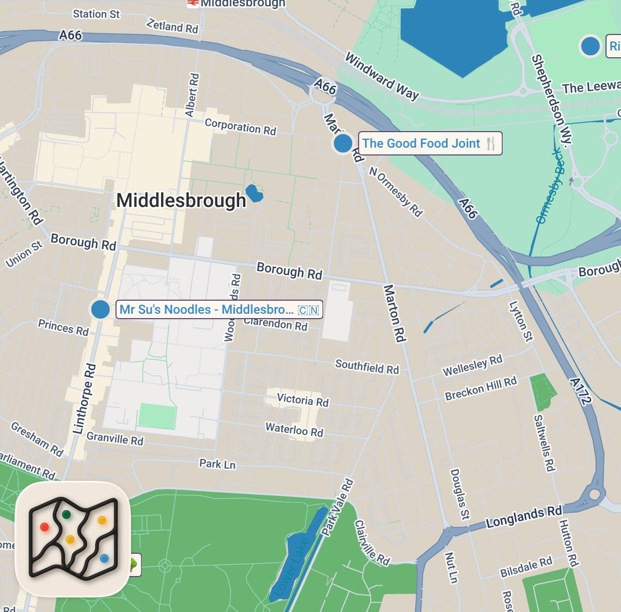 Map of 4 spots from Middlesbrough's food was PURE comfort 😍