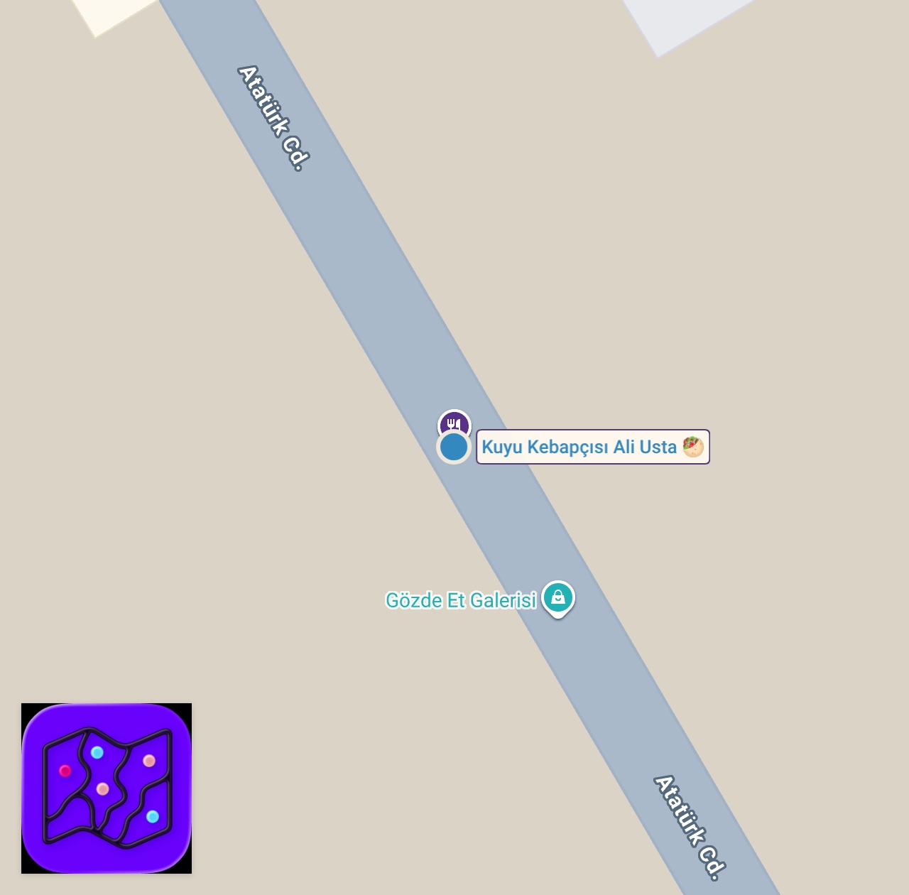Map of 1 spots from Sabahın erken saatlerinde yenen kuyu kebabının yeri ayrıdır.