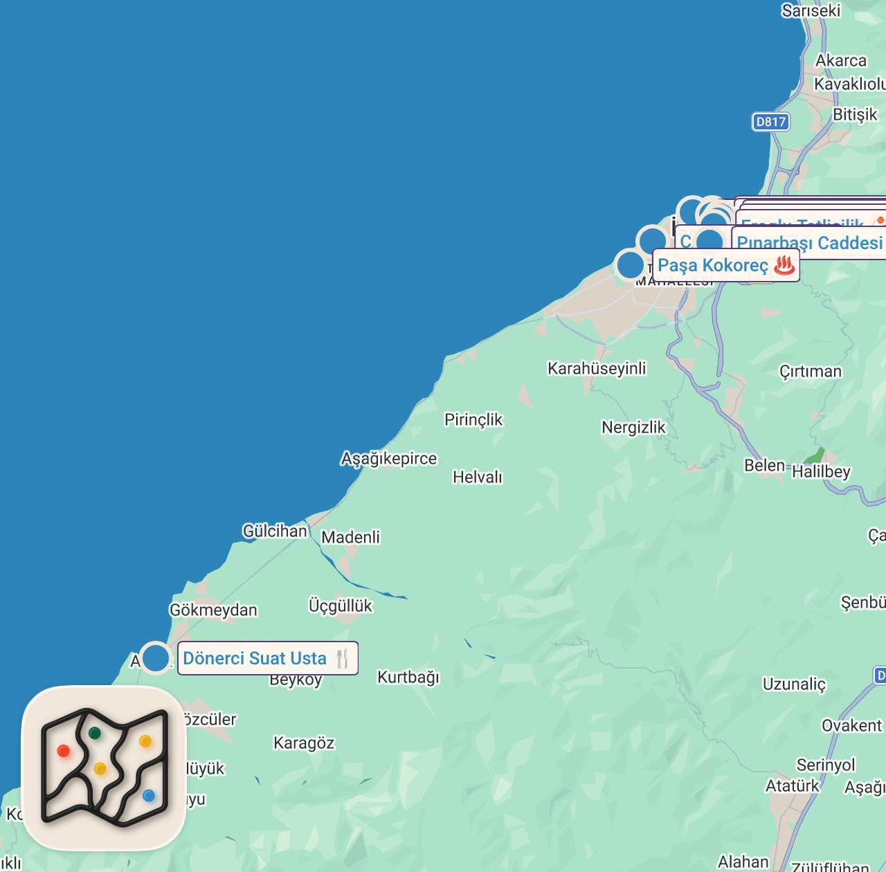 Map of 14 spots from İSKENDERUN’DA GECE NE YENİR!!!