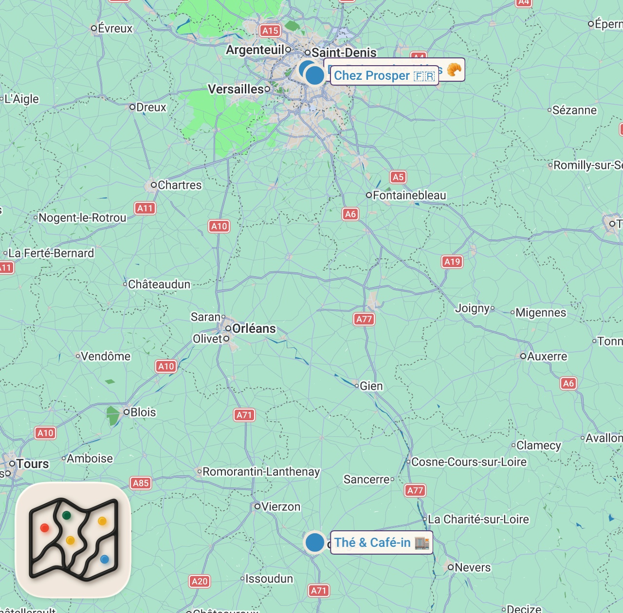 Map of 3 spots from EATING PARIS W/ FRENCHGUYCOOKING