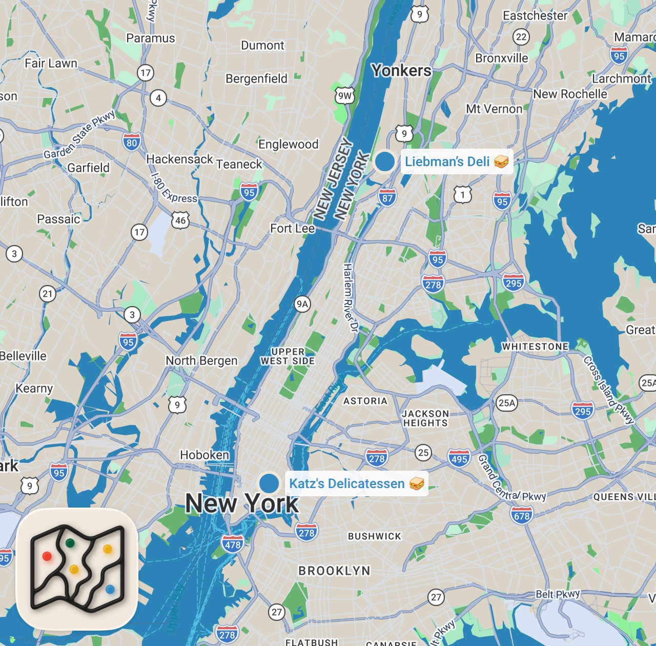 Map preview for BETTER THAN KATZ's! The LAST Jewish Deli in The Bronx - Liebman's