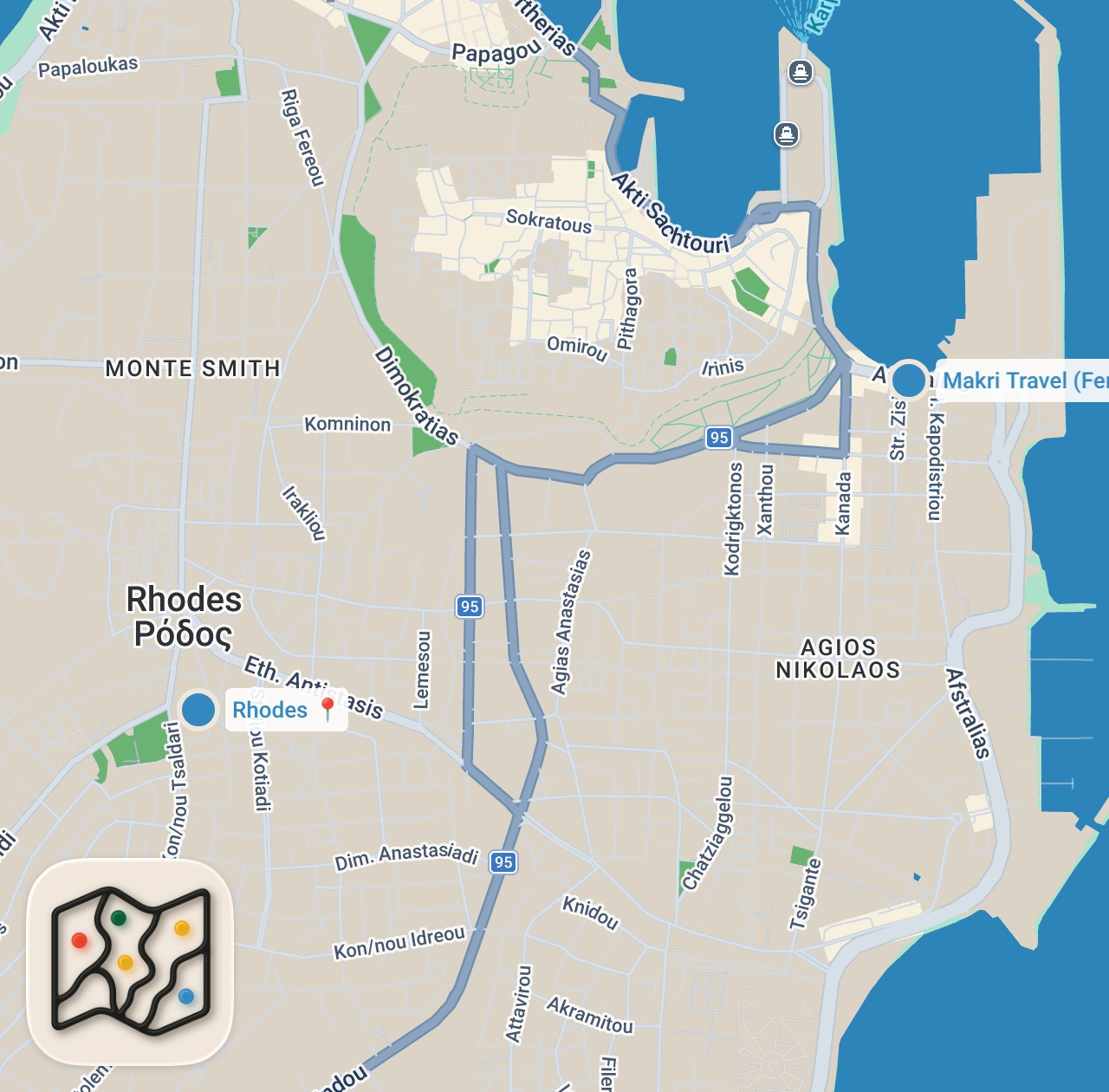 Map preview for Kapı Vizesiyle Yunan Adaları Turu: Rodos, Kos, Samos