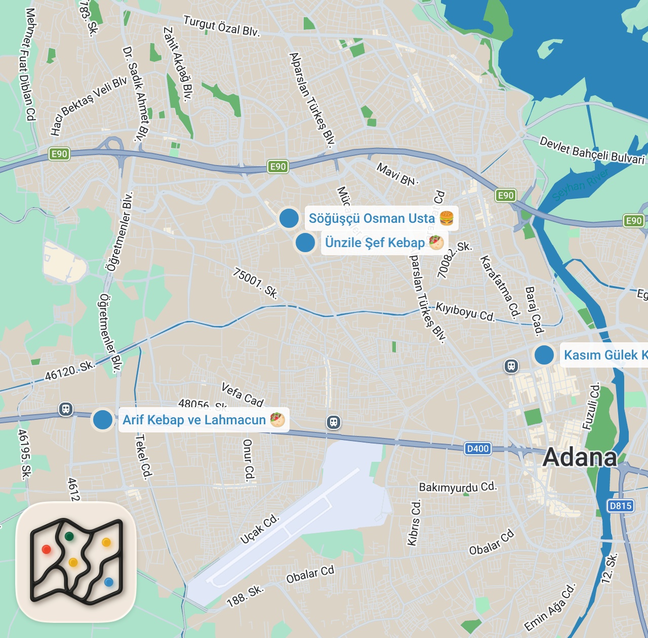 Map preview for ADANA’DA GECE NE YENİR? MAHALLEMDEKİ GECE LEZZETLERİ 