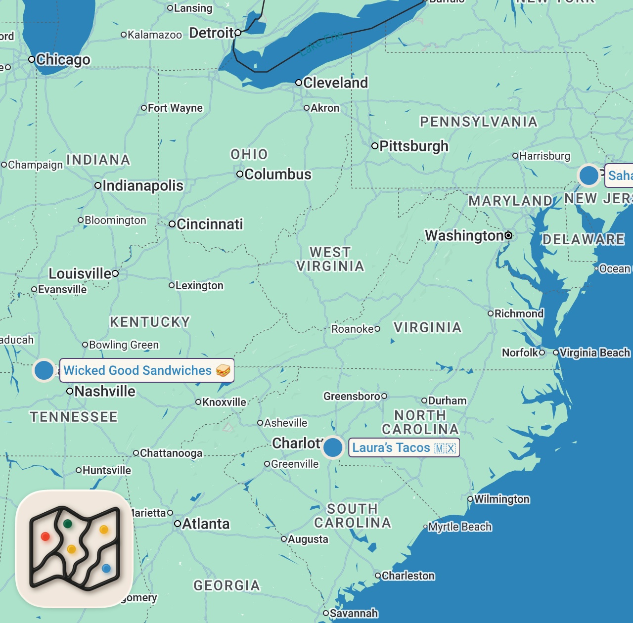 Map preview for Eating at SKETCHY Restaurants for 24 Hours... (OMG)