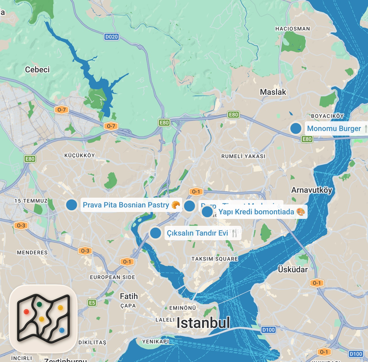 Map preview for İSTANBUL TAVSİYELERİNİZİ KEŞFETTİK - VLOG #10 - Ayaküstü Lezzetler