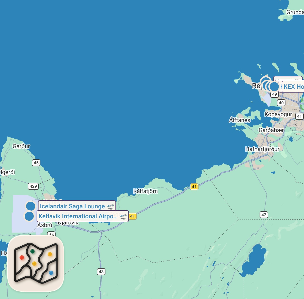 Map of 8 spots from ICELAND: 48 HOUR STOPOVER