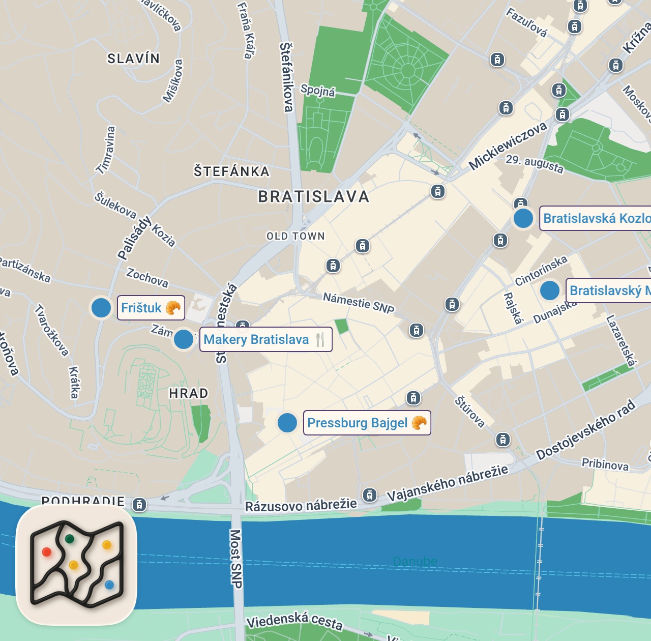 Map preview for 48 HOURS In SLOVAKIA - INCREDIBLE FOOD Tour in Bratislava