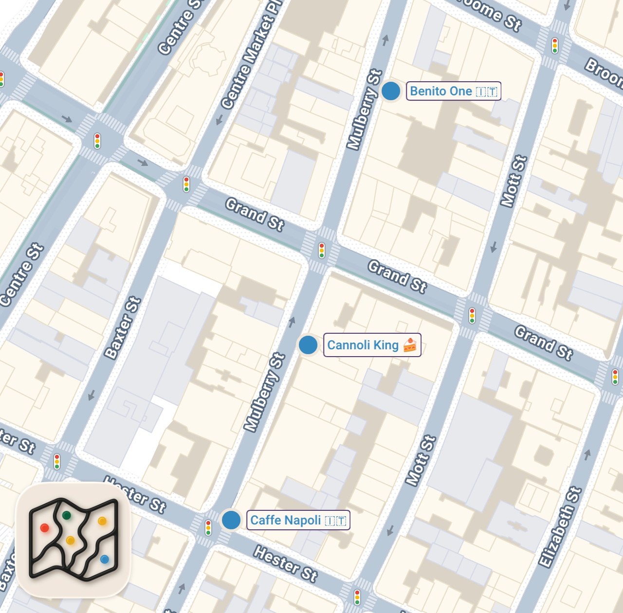 Map of 3 spots from LITTLE ITALY NYC  EPIC FOOD CRAWL (Mulberry Street)