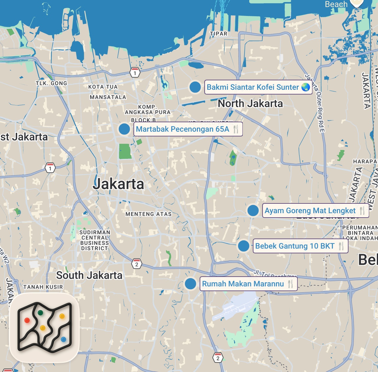 Map preview for JAKARTA FOOD HEAVEN - Crazy Indonesian street food in Jakarta, Indonesia