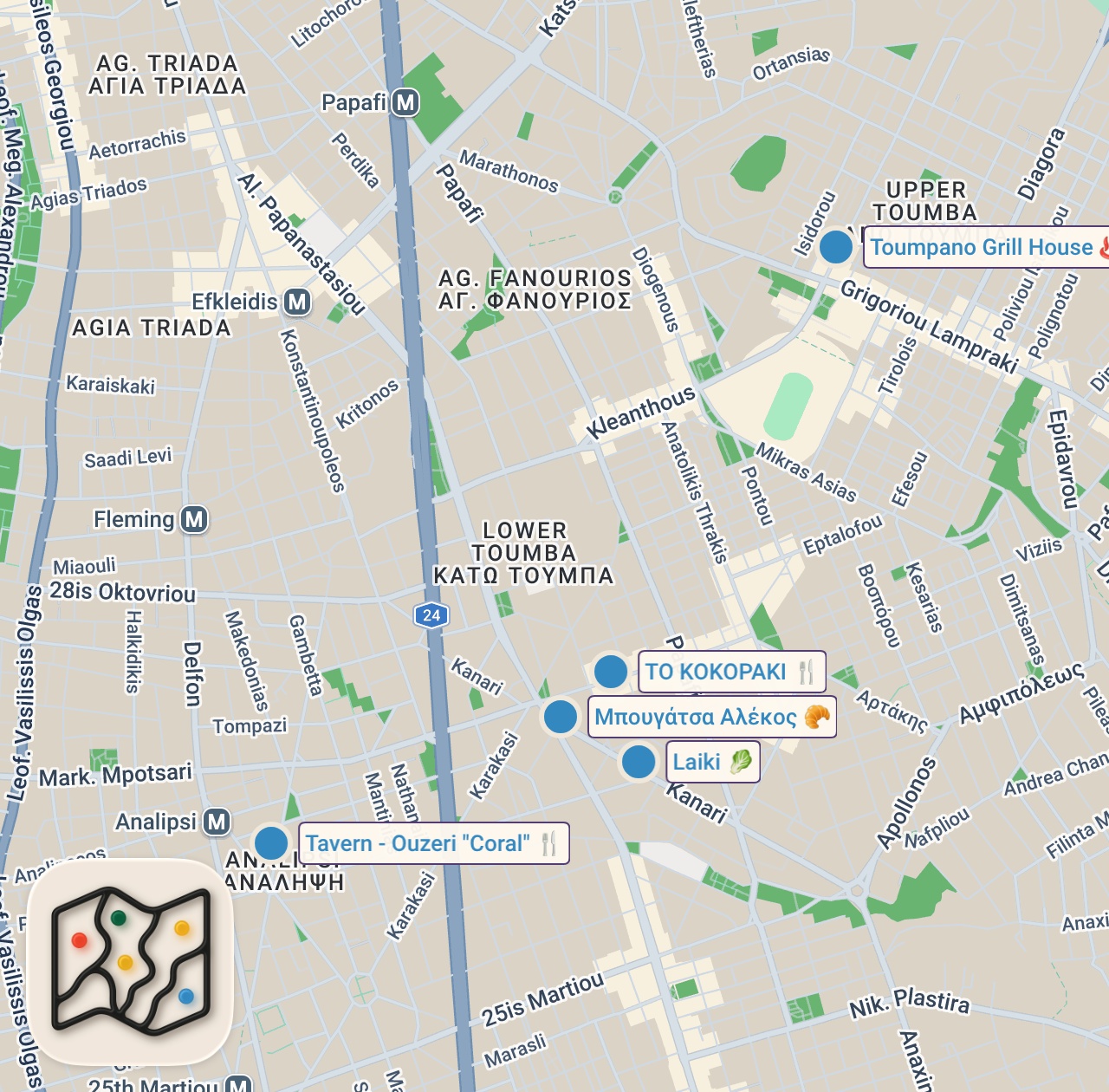 Map preview for GREEK FOOD in Thessaloniki | Grilled Chicken, Gyros & Local Market