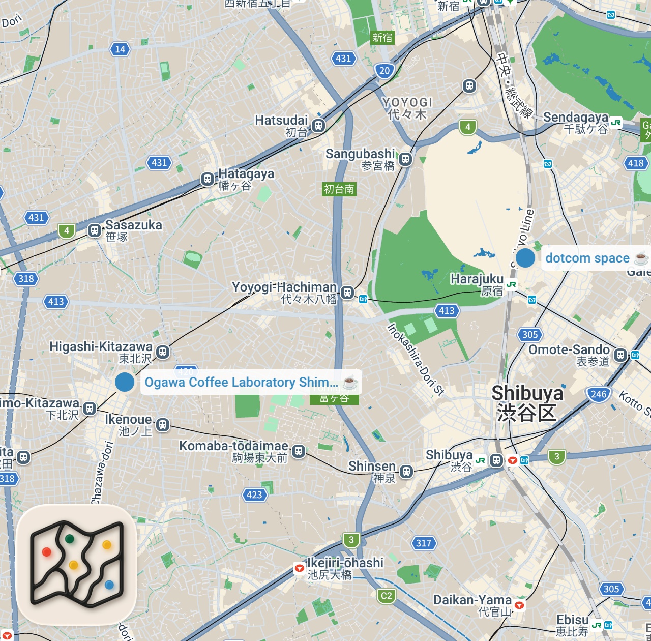 Map preview for coffee shops you should try in tokyo, japan pt. 1 #shorts