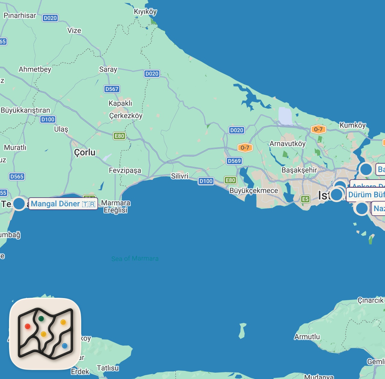 Map of 9 spots from EN İYİ DÖNERLER | Mutlaka Denemeniz Gereken 9 Dönerci
