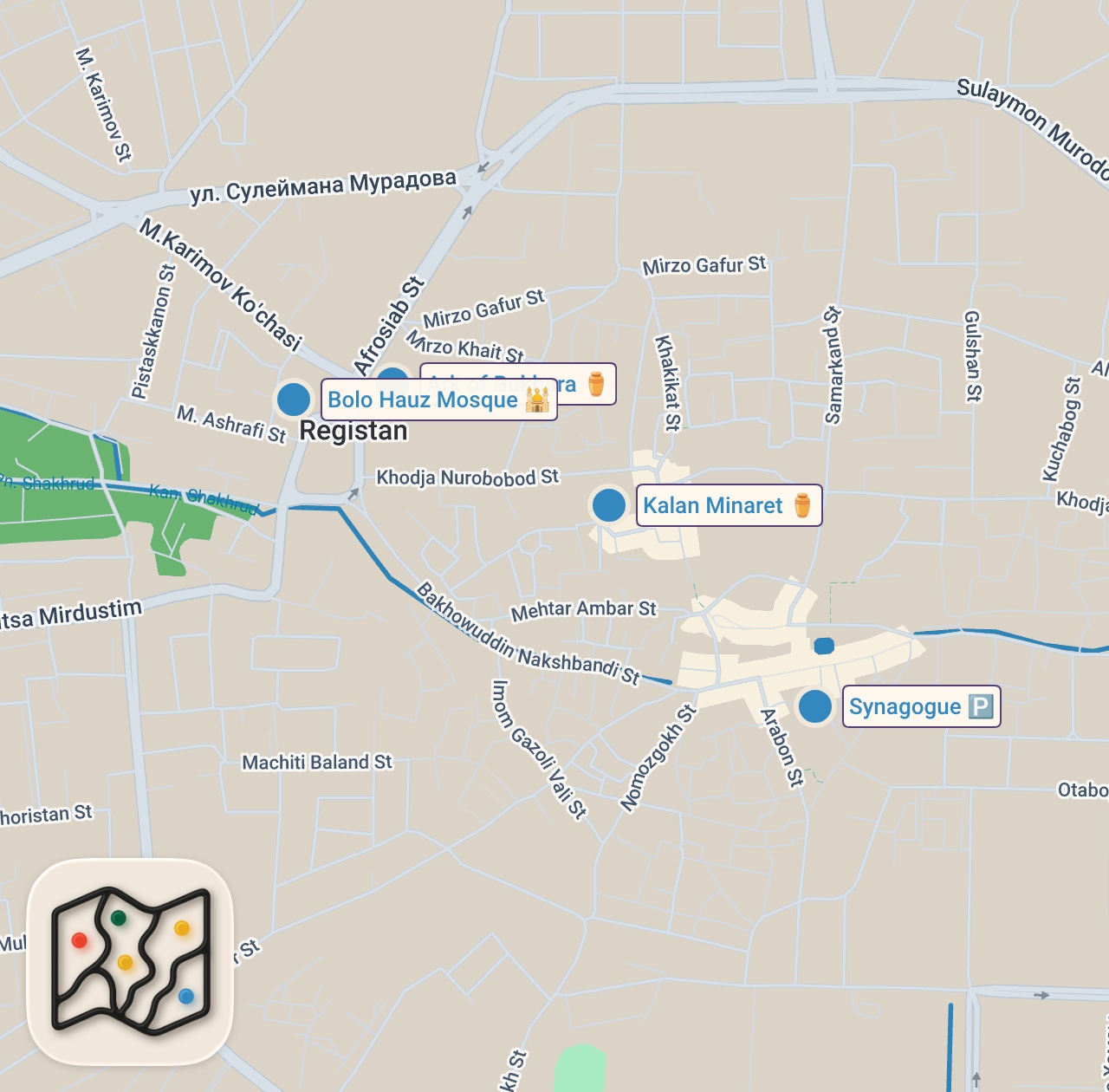 Map of 4 spots from Bukhara | Why Travel Uzbekistan's Silk Road?