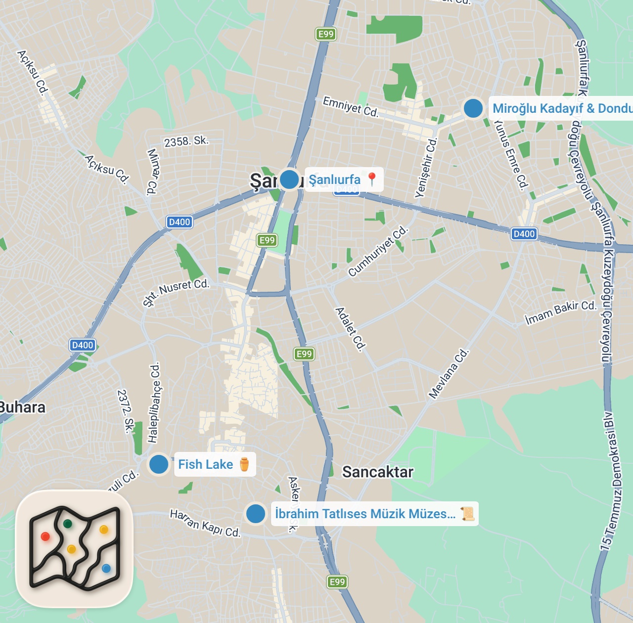 Map preview for Sanliurfa'da Gezilecek Yerler ve Yöresel Lezzetler
