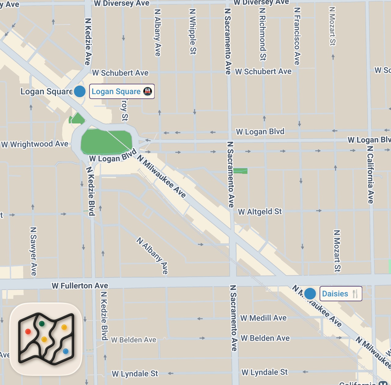 Map of 2 spots from Chicago’s Most Talked About New Restaurant Has A Surprising Menu