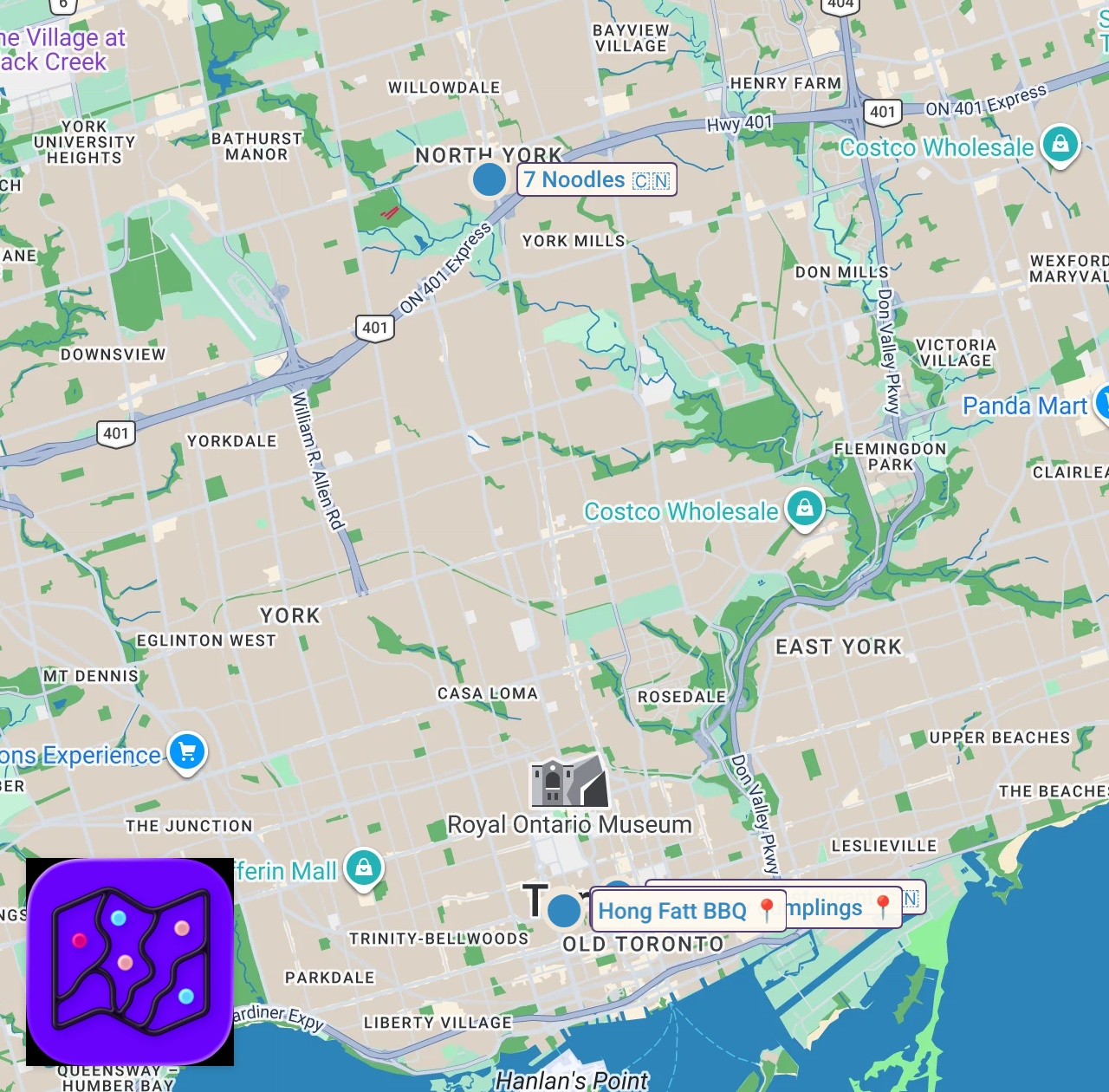 Map of 4 spots from Toronto’s Best Chinese Food!! (You Won’t Even Find This in China) 🇨🇦