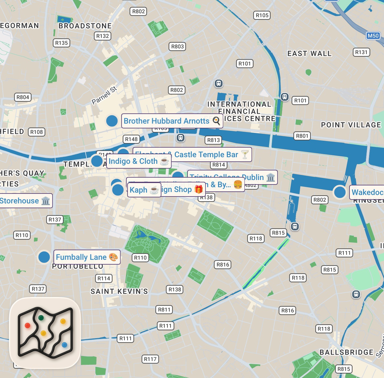 Map of 10 spots from TOP 10 THINGS TO DO IN DUBLIN IRELAND | TRAVEL GUIDE