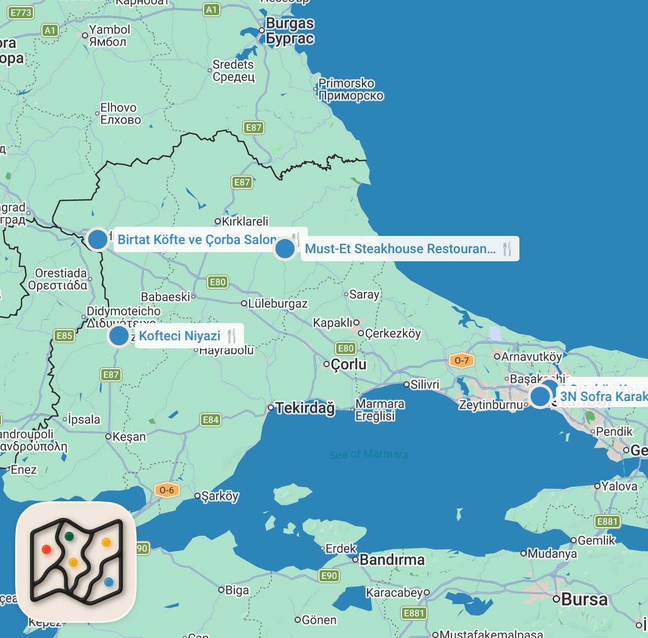 Map preview for EN SEVDİĞİMİZ KÖFTECİLER - TOP 5️⃣ - Ayaküstü Lezzetler