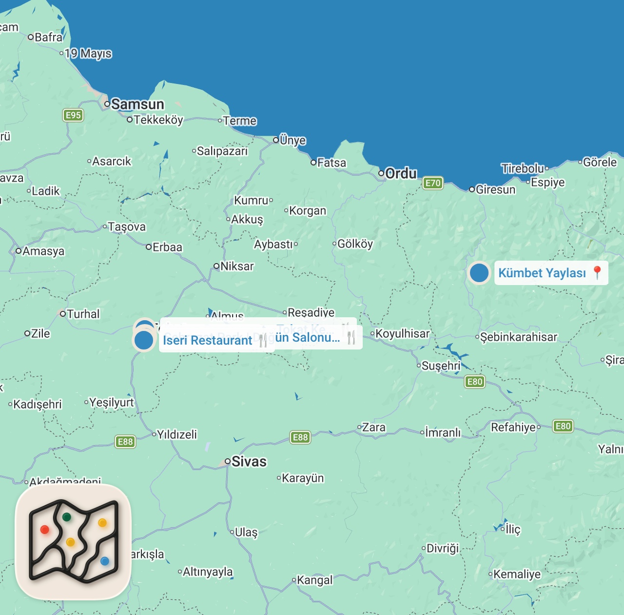 Map preview for TOKAT'TA NE YENİR?