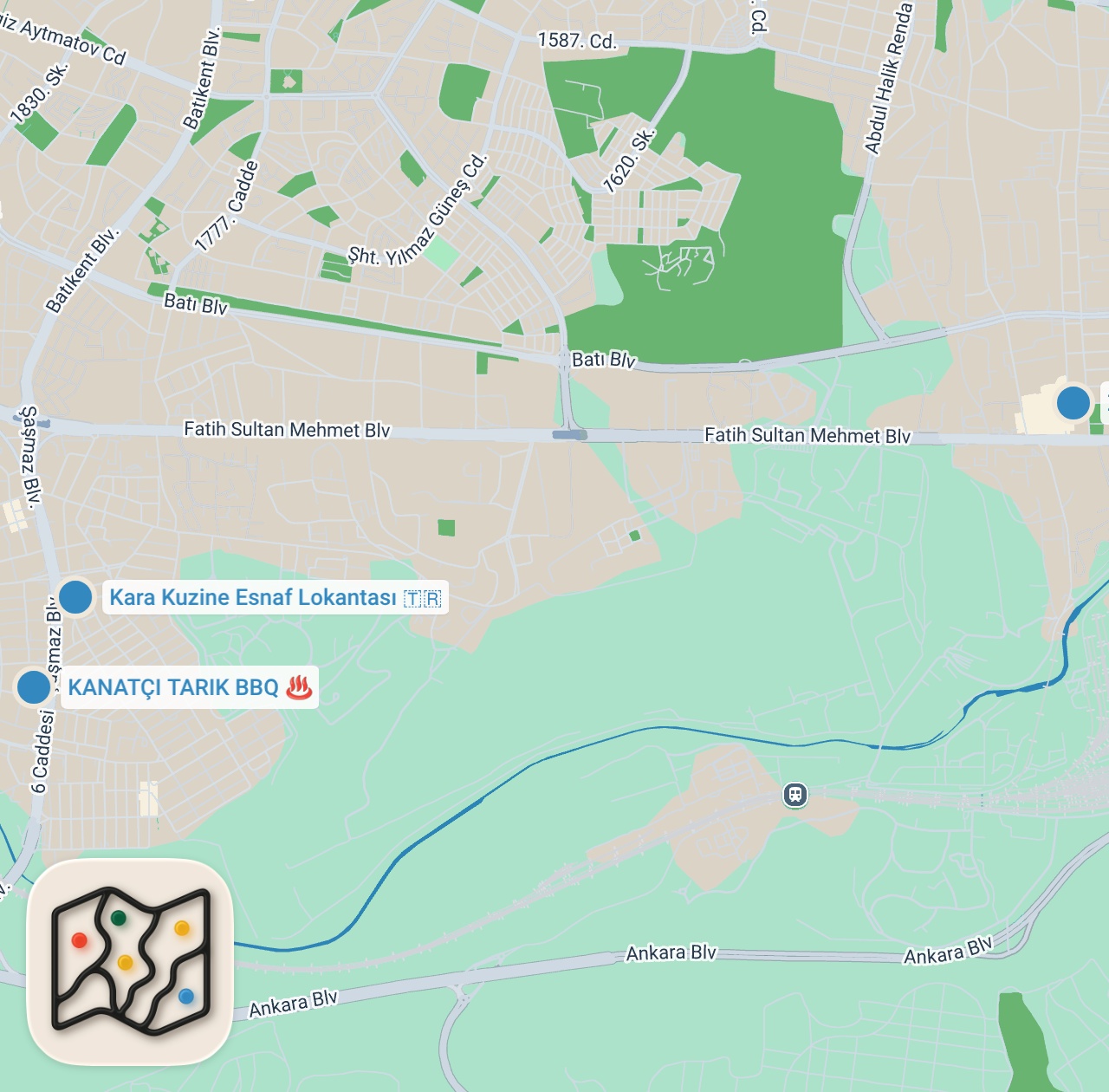 Map preview for Ankara Sanayi Lezzetleri | Trabzon pidesi, Adana kebabı, tavuk kanat, sütlaç
