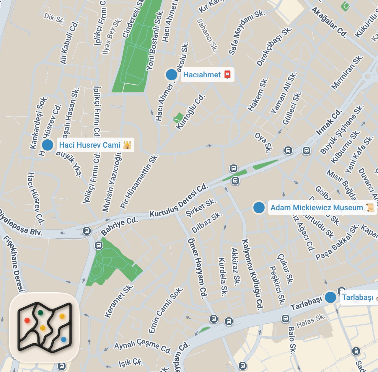 Map preview for Ahmet Mümtaz Taylan ile İstanbul Hesabı Arka Bahçe: Tarlabaşı