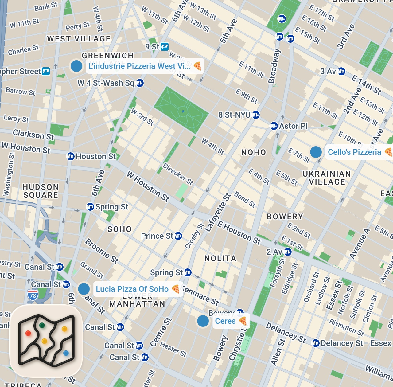 Map preview for TOP 5 SLICES IN MANHATTAN?