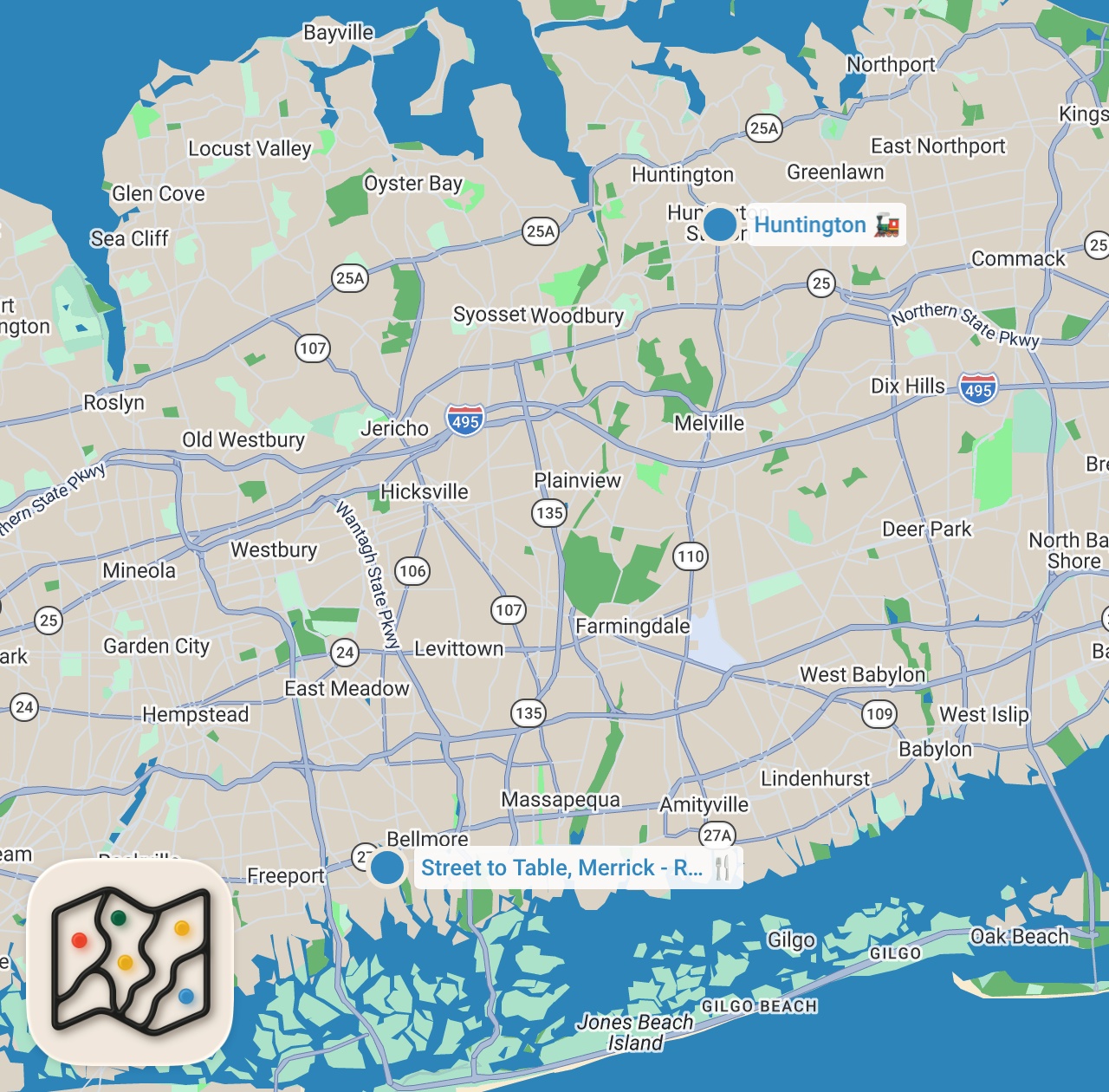 Map preview for Going ALL OUT at Street To Table in Merrick & Huntington Station, NY on Long Island! 🔥 #DEVOURPOWER