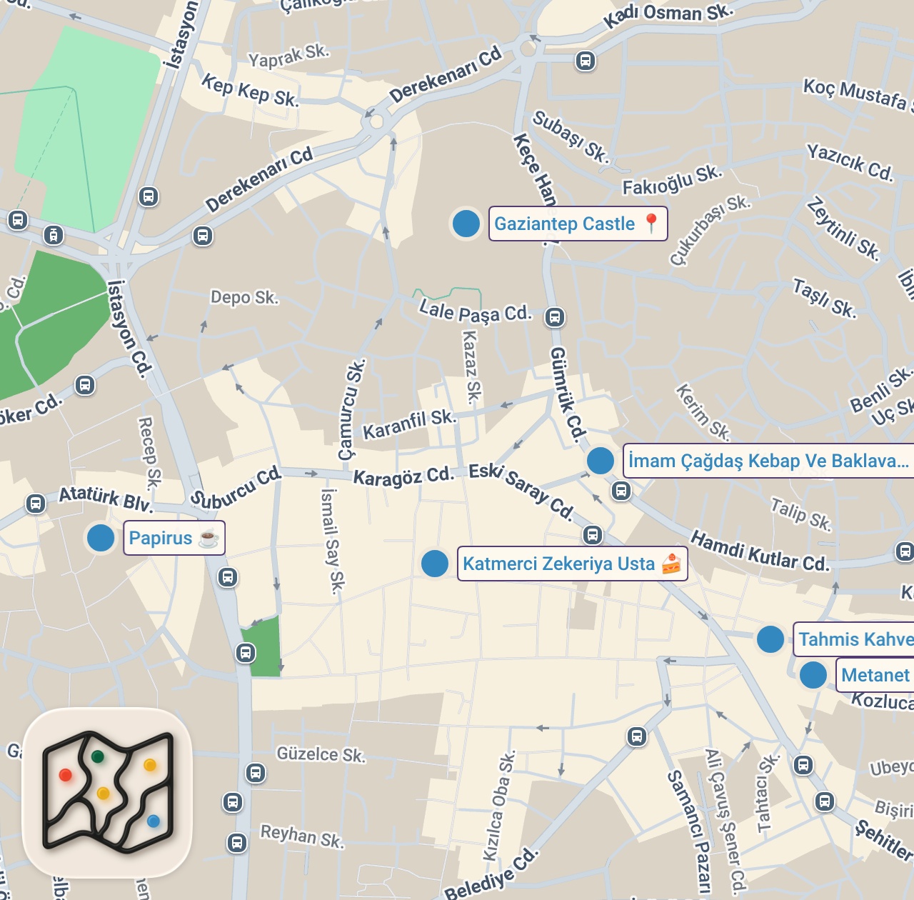 Map preview for GAZIANTEP STREET FOOD : Turkish Viagra + Kebab HEAVEN!! Turkish Street Food in UNKNOWN Turkey!!
