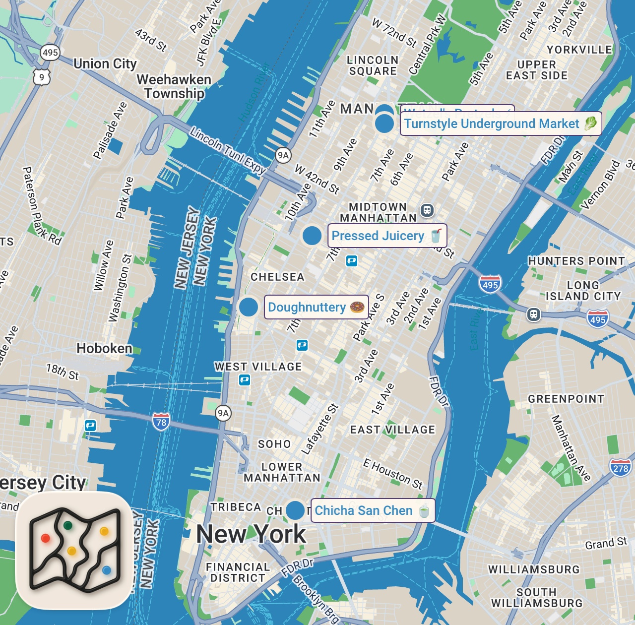 Map of 5 spots from Eating food underground from NYC SUBWAY STATIONS #shorts