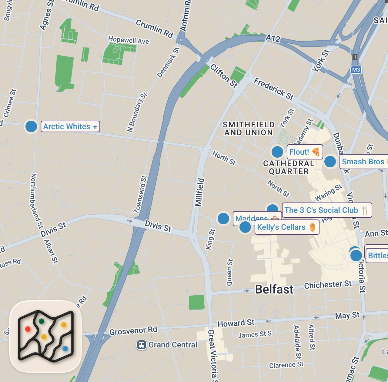 Map of 10 spots from TRYING THE MOST VIRAL FOOD IN BELFAST