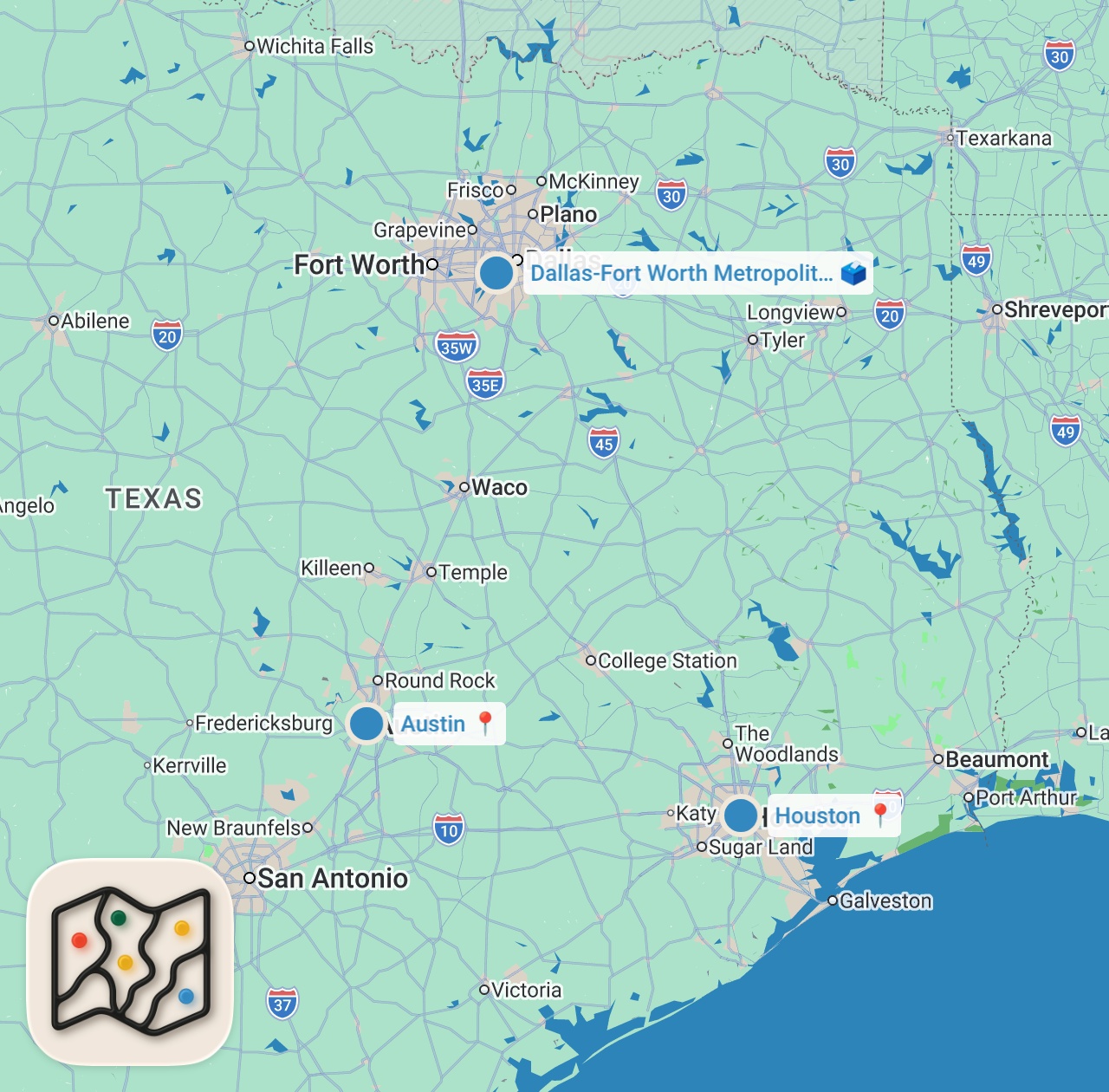 Map preview for Finding The Best Barbecue In Texas | Food Tours Marathon | Insider Food