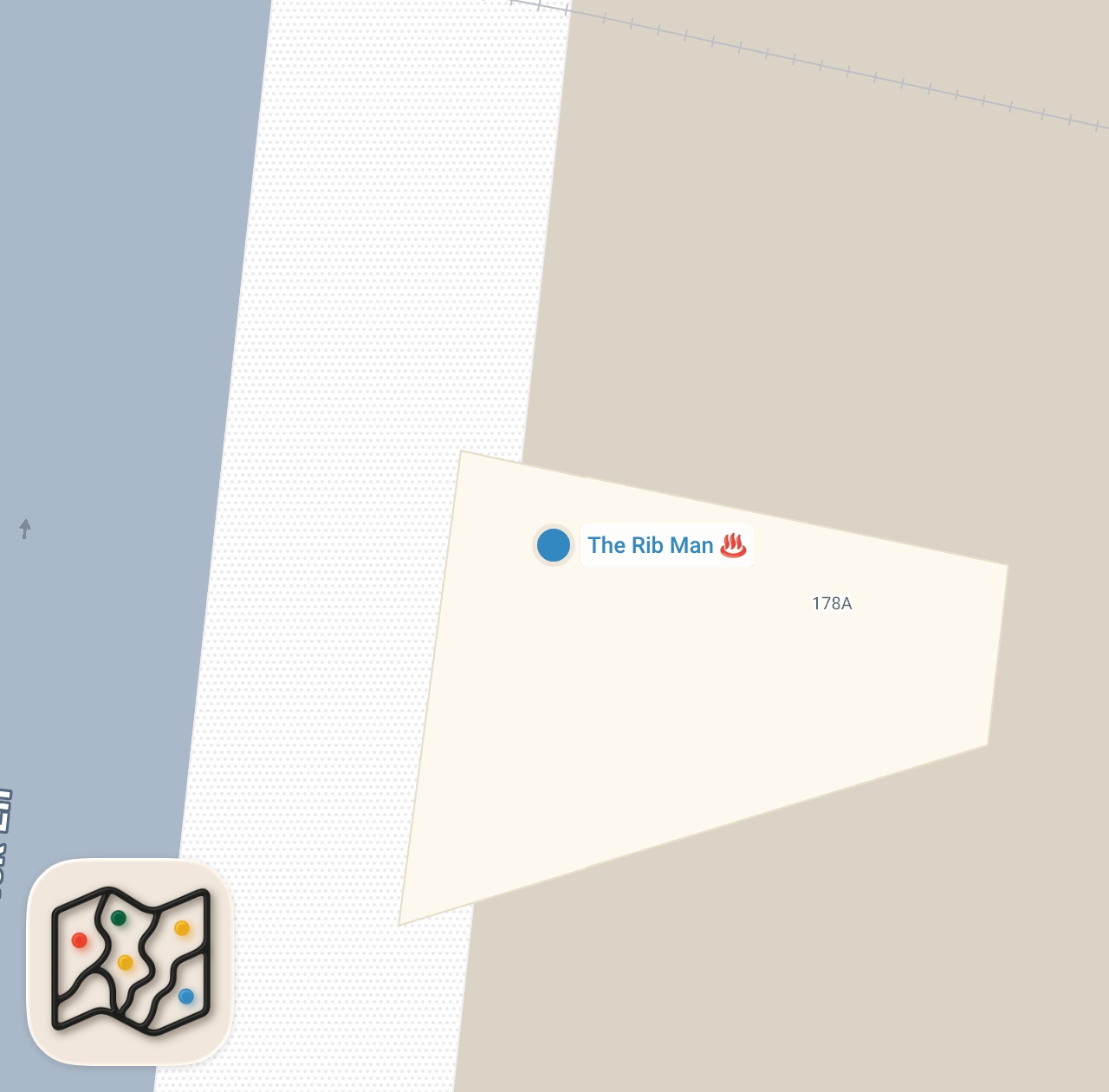 Map preview for “THE RIB MAN” in Philly (Hidden Gem)