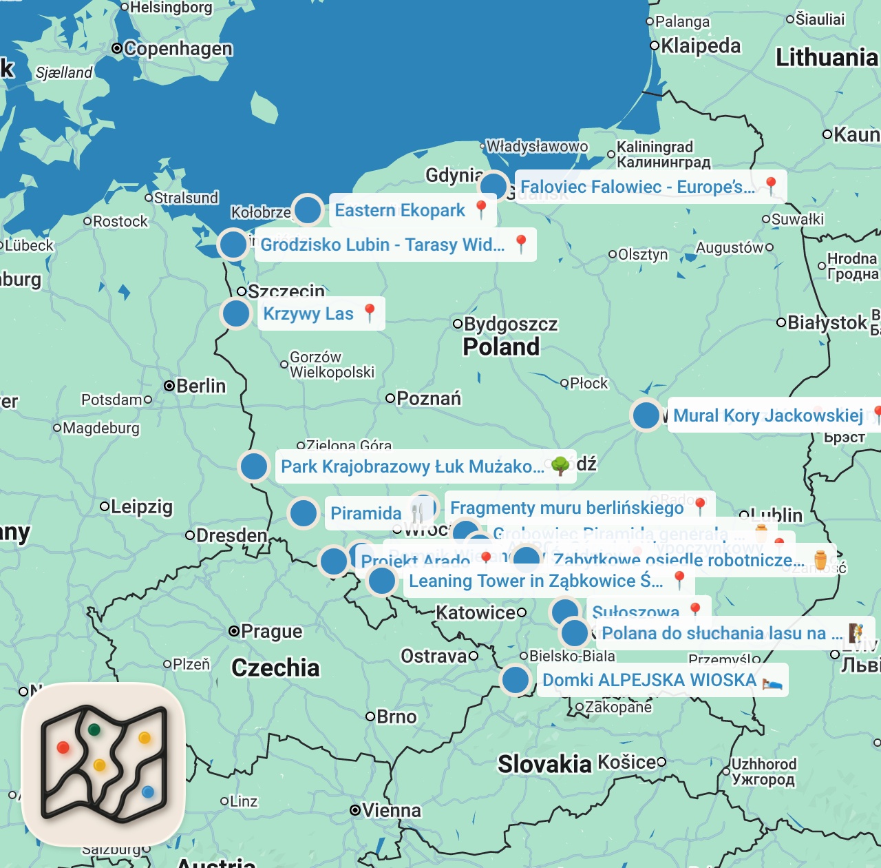 Map preview for 20 zaskakujących miejsc w POLSCE cz.1