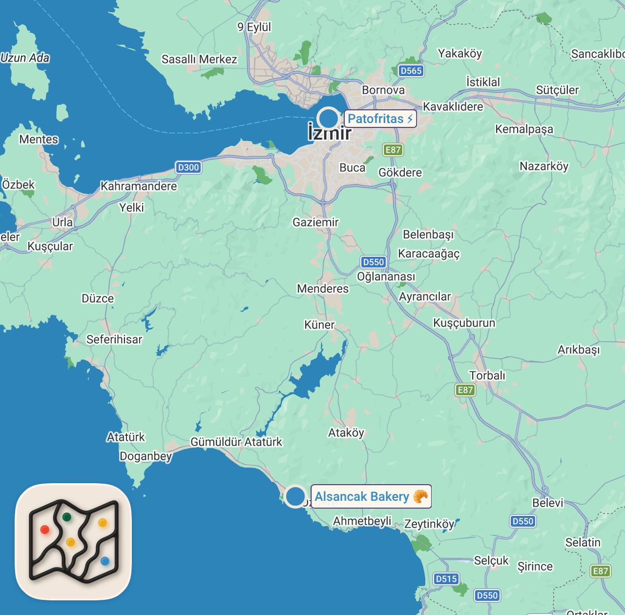 Map preview for İTALYA’YA GİTMENE GEREK YOK! | İZMİR PATOS FRİTAS