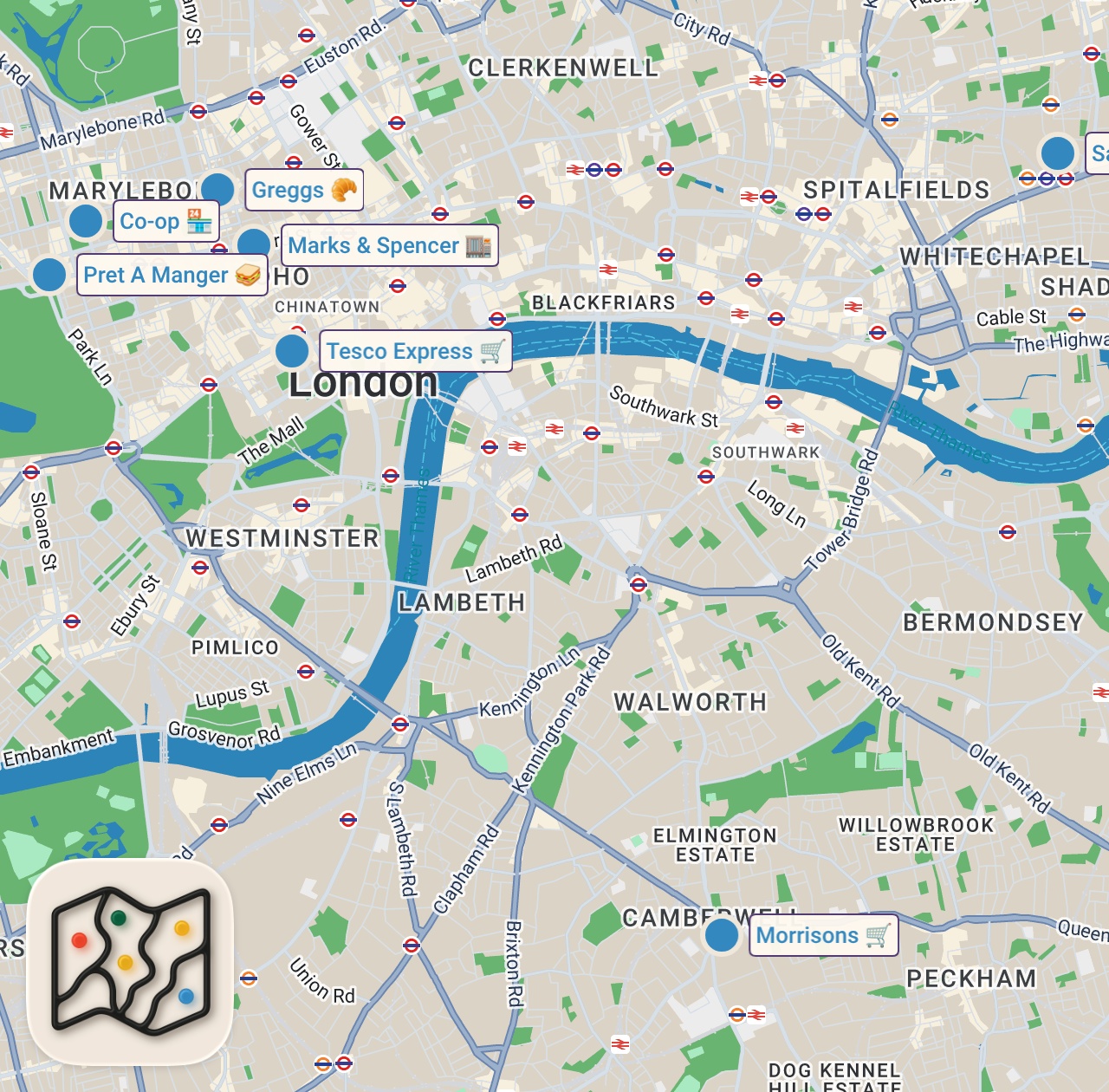 Map of 7 spots from I Tried Every Meal Deal in the UK