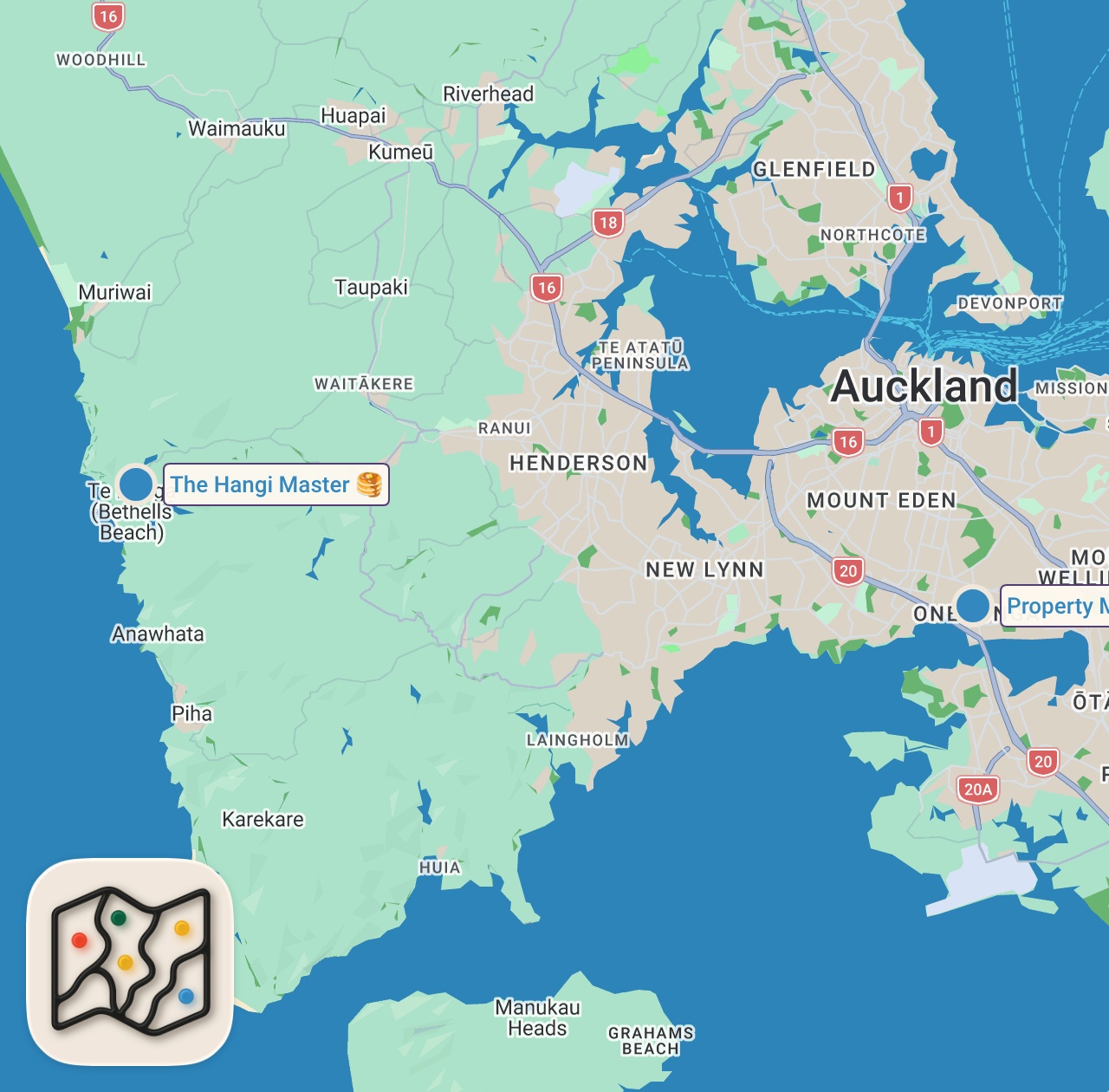 Map of 2 spots from Best Māori Food!! KING OF HANGI in Aotearoa (New Zealand)!