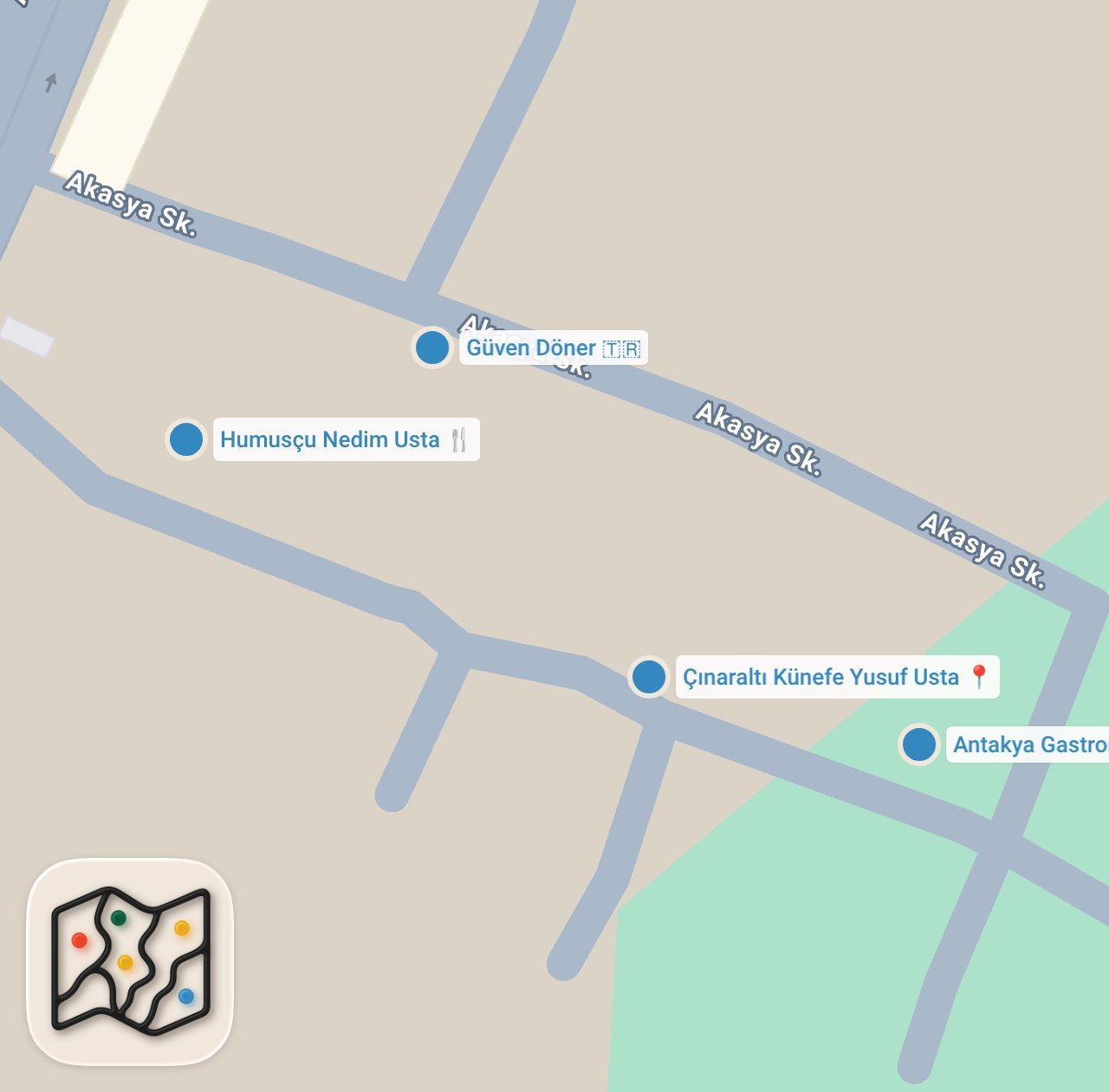 Map preview for HATAY LEZZETLERİ: Humus, künefe, biberli ekmek, tepsi kebabı, döner ve daha fazlası - Oğuz Yenihayat