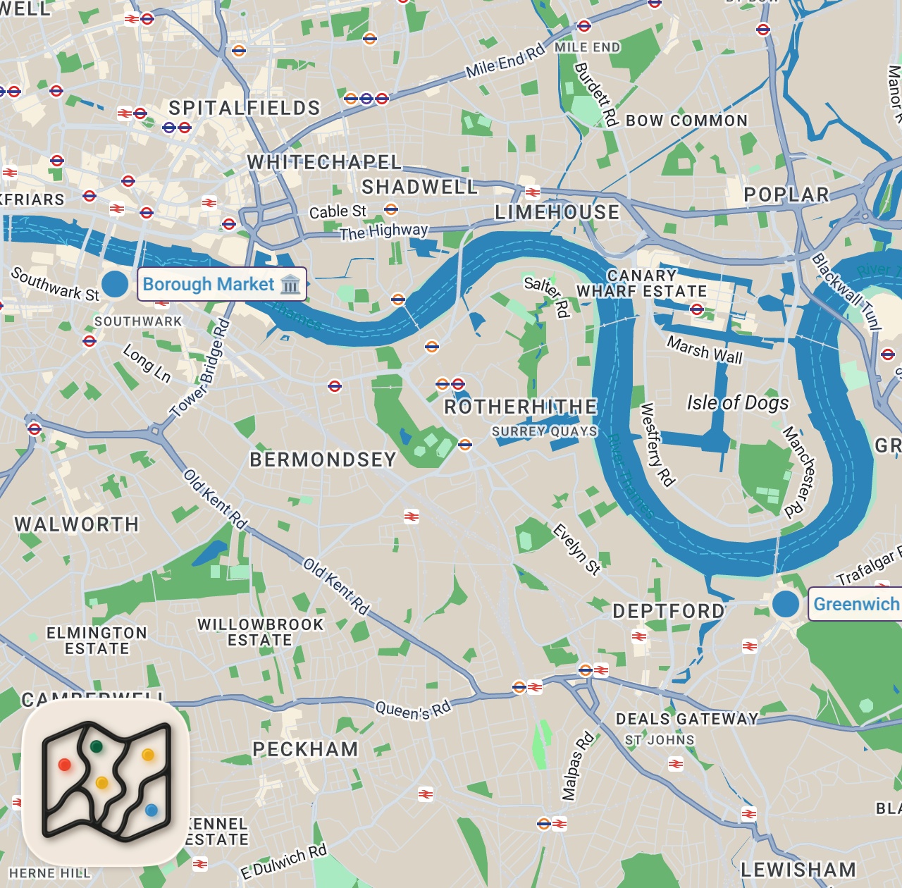 Map of 2 spots from 24 Hours Eating at the Best STREET FOOD MARKETS in London | #1 GREATEST Sandwich in ENGLAND!
