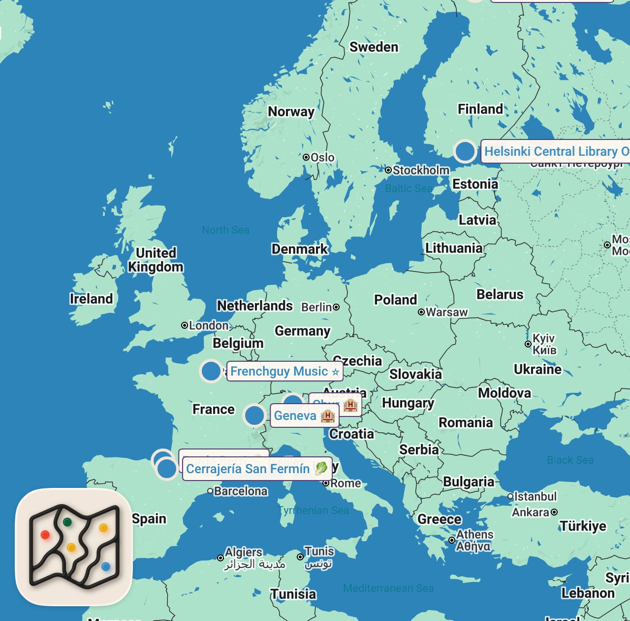 Map of 7 spots from 10,000 SUBSCRIBERS - THANK YOU!!!