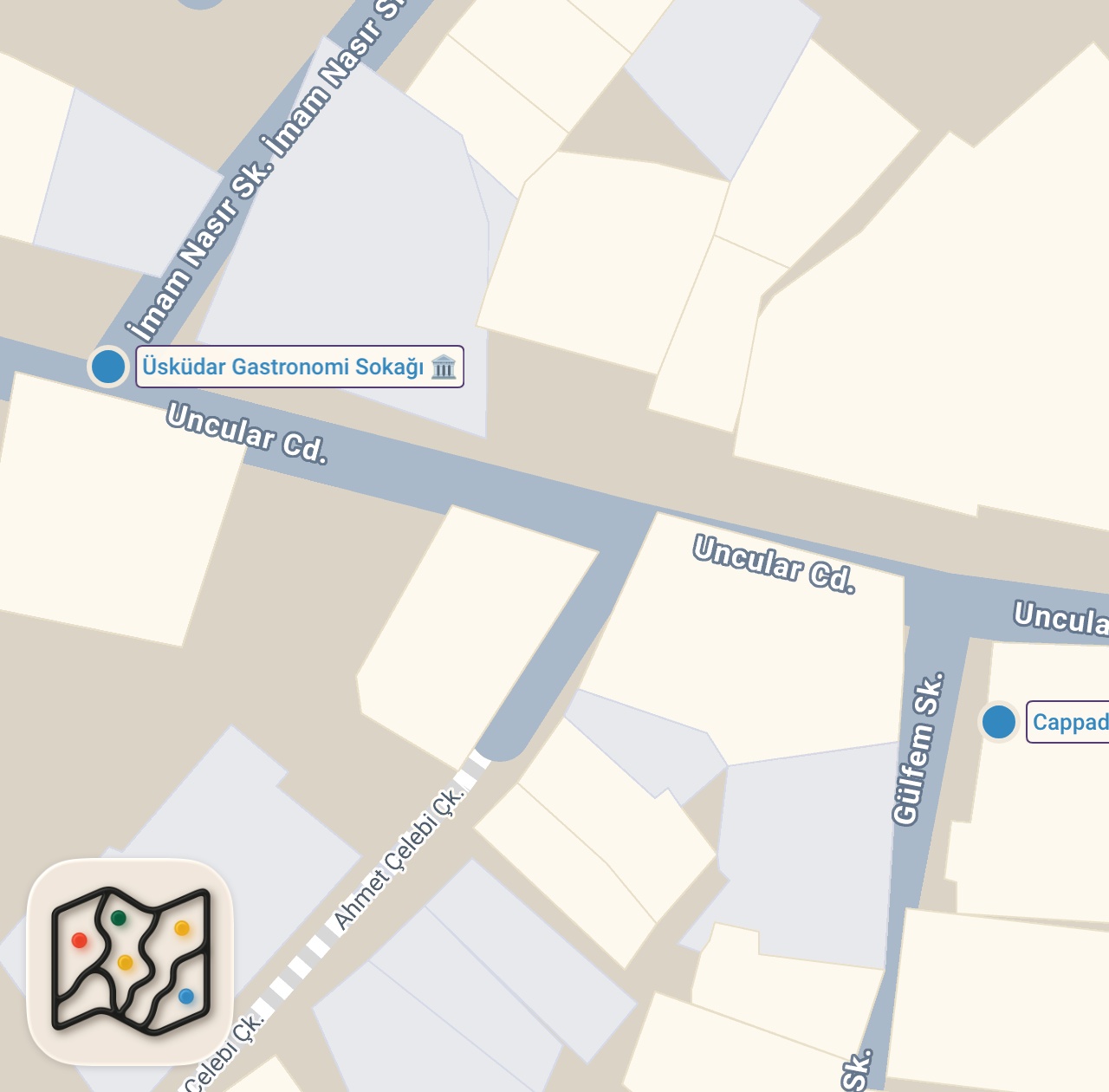 Map of 2 spots from Türk şeflerin çıkardığı Dubai çikolatasını unutturacak ￼yeni tatlı. #reklam #üsküdar #tatlı #foodie￼