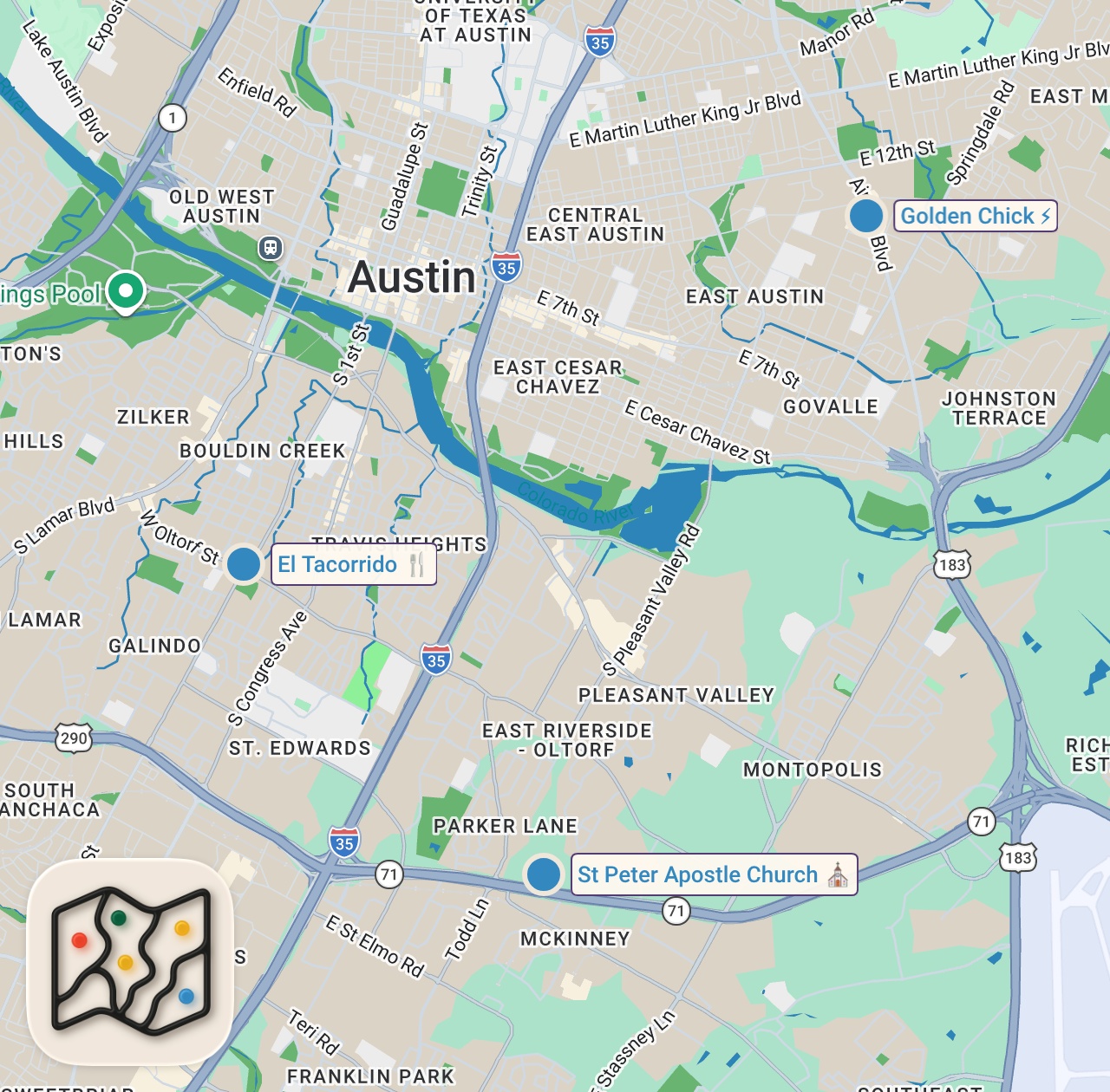 Map preview for Eating at Fast Food Restaurants I've Never Heard Of For 24 Hours (Texas)