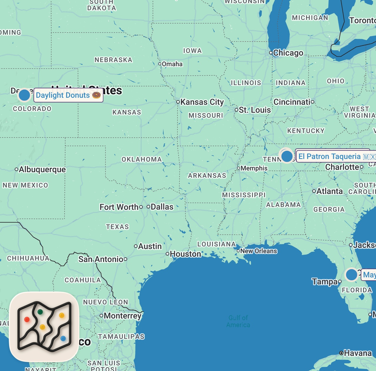 Map preview for Eating at Fast Food Restaurants I've Never Heard of...