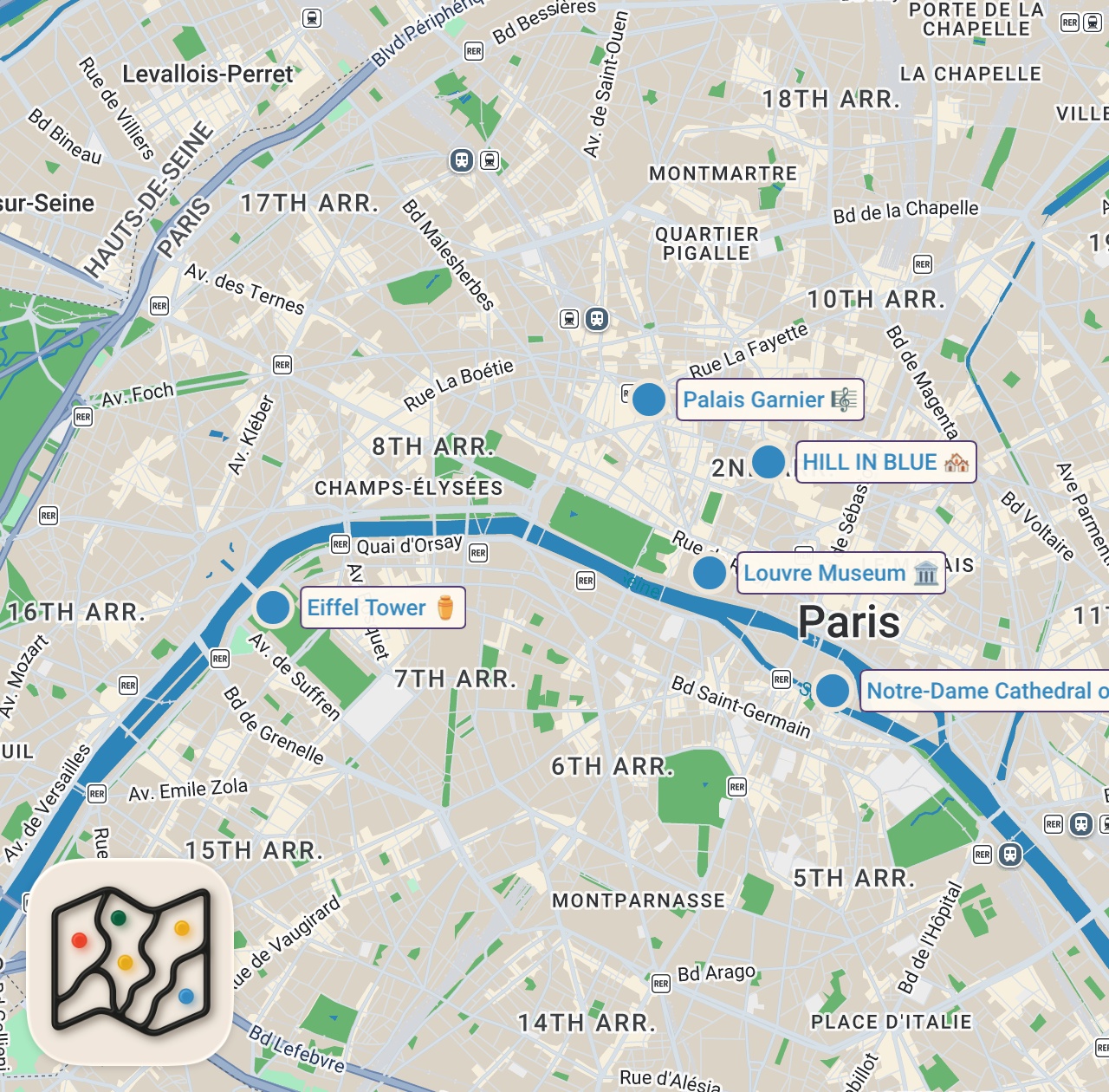 Map preview for 1000 EURO YEMEKLERE HARCARSIN | PARİS SOKAK LEZZETLERİ
